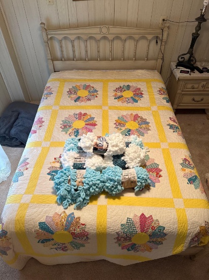 3 quilts, 2 blankets, ironing board, shelf divider, neck pillow