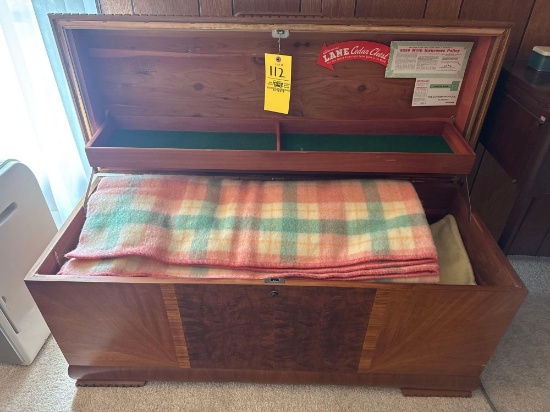 Lane Cedar chest with blankets