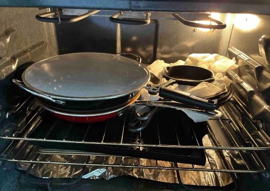 Cast iron skillets, pots & pans
