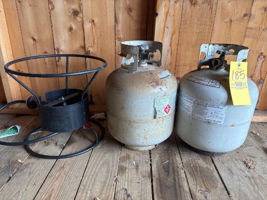 2 propane tanks and a burner