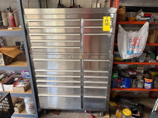 stainless steel toolbox on casters