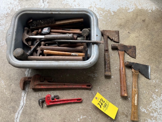 hatchets, hammers, pipe wrenches