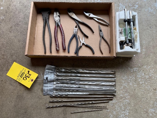pliers, long brad point drill bit set
