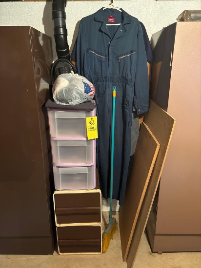Plastic storage bins, plastic filing bins, dickies coverall, carhartt coverall