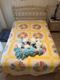 3 quilts, 2 blankets, ironing board, shelf divider, neck pillow