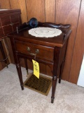 lamp table, signed glass paperweight