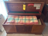 Lane Cedar chest with blankets