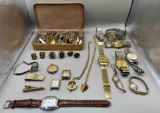 Costume jewelry, wrist watches, tie pins, cuff links