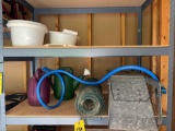 Chicken wire, Game trap, watering cans, yard sprinkler