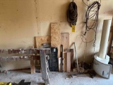 Assorted lumber, saw horses