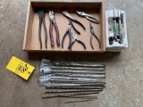 pliers, long brad point drill bit set