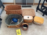 5 Longaberger baskets, 1 picnic basket