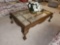 Carved Solid Wood Glass Top Coffee Table