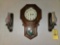 Howard Miller Regulator Westminster Chime Clock w/ 2 Decorative Wall Sconces