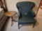 Green Cushioned Arm Chair & Small Stand