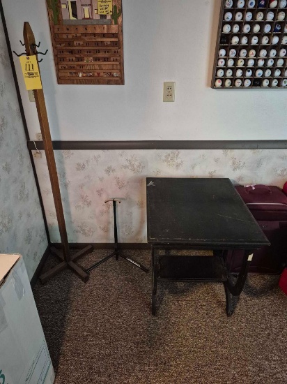 Hall Tree, Small Guitar Stand, & Wooden Stand