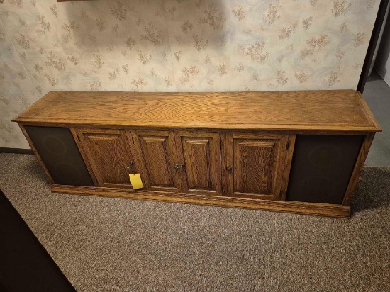 Solid Oak Stereo Cabinet w/ Fisher Audio System