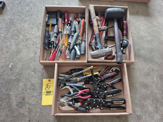 Assortment of Screwdrivers, Snips, Grips, & Hammers