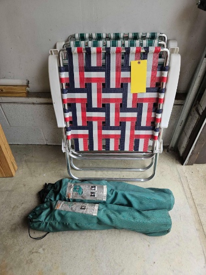3 Folding Lawn Chairs & 2 Camp Chairs