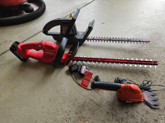 Craftsman 20V Battery Powered Blower, Hand Trimmer, & Corded Hedge Trimmer