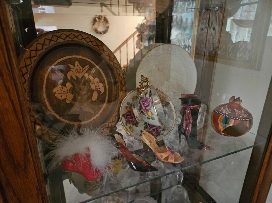 Display Cabinet Contents - Figurines, Glassware, Small Decor, & Glass Bells