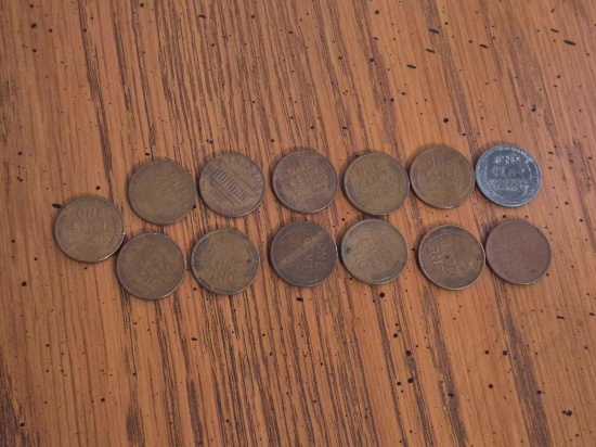 12 Wheat Pennies