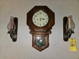 Howard Miller Regulator Westminster Chime Clock w/ 2 Decorative Wall Sconces