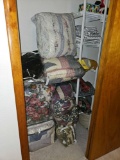 Closet Contents - Bedding, Linens, Tie-Matic Hanger, & Small Decor