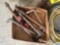 assorted copper pieces, bottle jack, rolls of wire