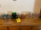 assorted colored depression glassware