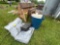 tarps - saw horses - trash cans
