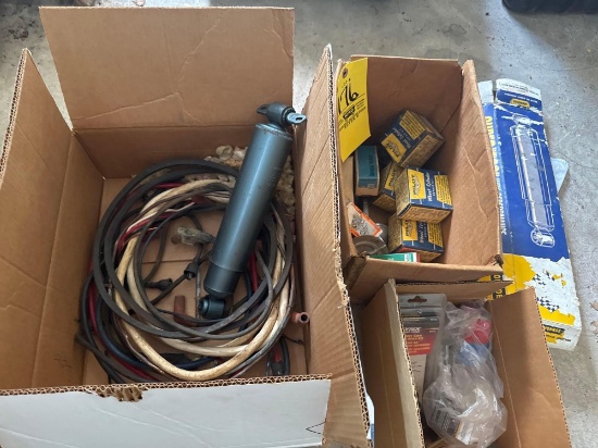 assorted wire, shock absorber, wheel cylinder repair kits, hardware, misc