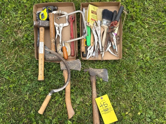 assorted hand tools - hatchets