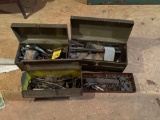 tool boxes with assorted tools and hardware