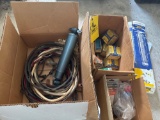 assorted wire, shock absorber, wheel cylinder repair kits, hardware, misc