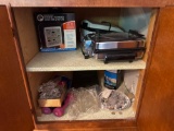 weather station, waffle maker, george foreman grill, compact monocular, hand weights, plate,