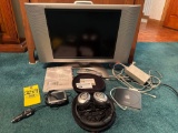 bose quiet comfort 15 headphones, tomtom, apple charger, sharp aquos tv with remote