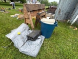 tarps - saw horses - trash cans