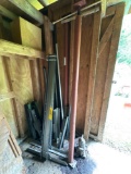 shop press parts and iron in corner - back shed