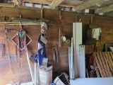 Contents on Wall In Barn, Chain, Metal, Pallet, Kero Can