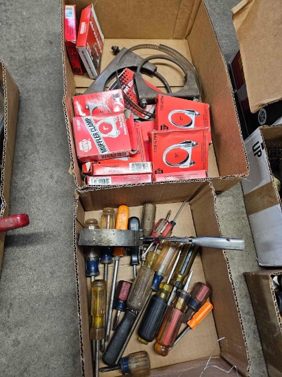 Muffler clamps, screwdrivers