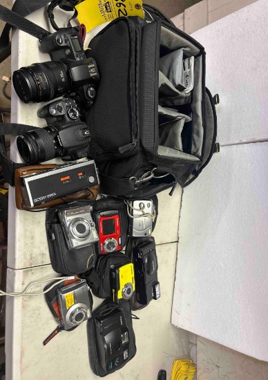 Camera Coll (10) Cameras different brands, Canon bag | Online Auctions | Proxibid