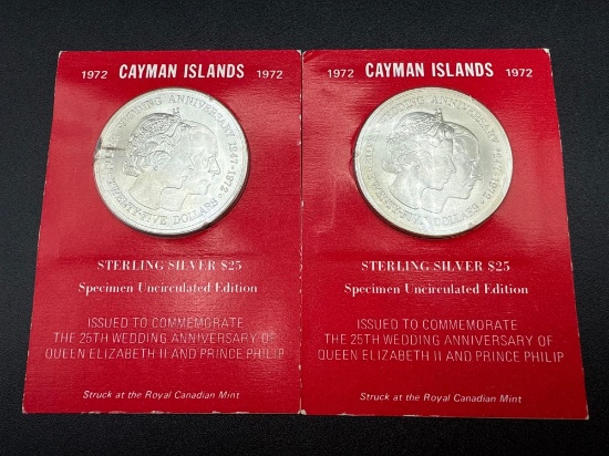 1972 Sterling Silver Cayman Islands $25 bid x 2