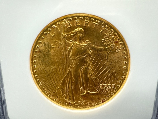 Graded 1925 $20 Gold Saint Gaudens Double Eagle MS61