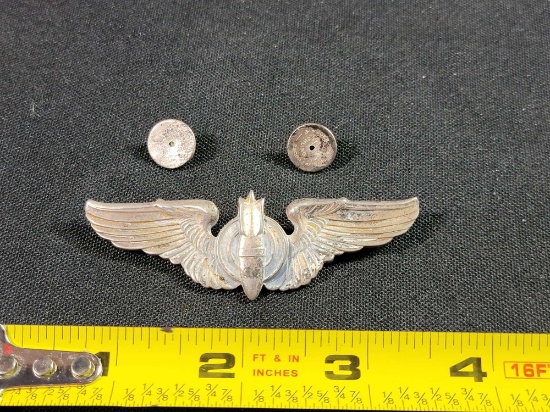 WWII WW2 US Army Air Corps Force Bombardier Wings Sterling Silver ...