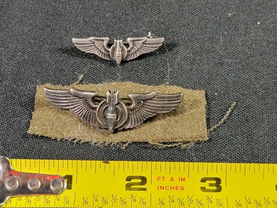 2 small WWII US Army Air Corps Force Bombardier Wings Sterling Silver ...