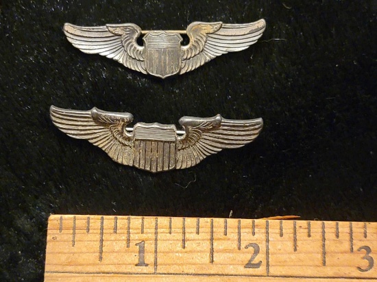 2 small WWII US Army Air Corps Force Pilot Wings Sterling | Art ...