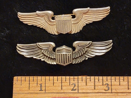 2 WWII US Army Air Corps Force Pilot Wings Meyer Sterling | Art ...