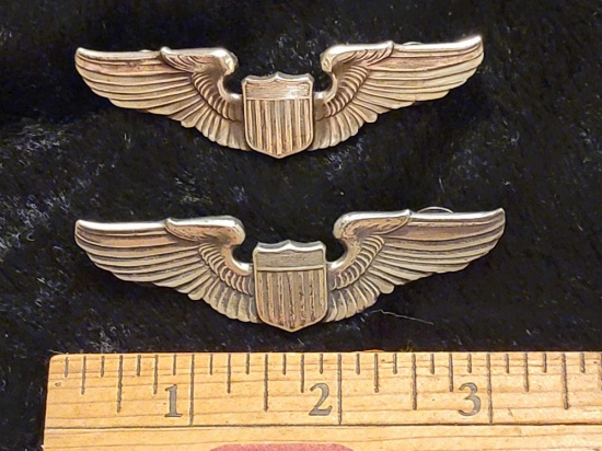 2 WWII US Army Air Corps Force Pilot Wings Sterling Silver | Art ...