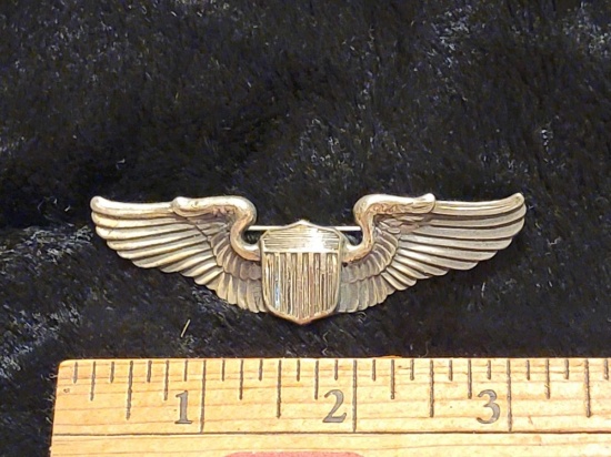 WWII US Army Air Corps Force Pilot Wings Amcraft Sterling Silver | Art ...
